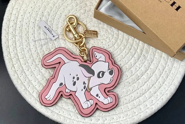 Disney x Coach 101 Dalmatians Puppy Leather Bag Charm Key Chain New
