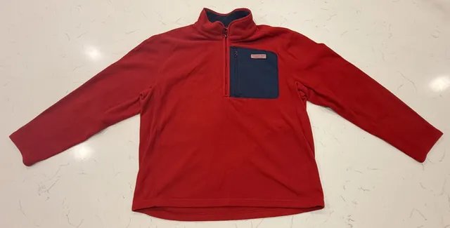 Vineyard Vines Fleece Pullover Size XL Red Quarter Zip
