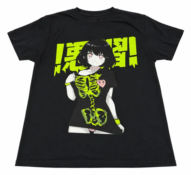Bad Habits Anime Skeleton Graphic T-Shirt Size S Black