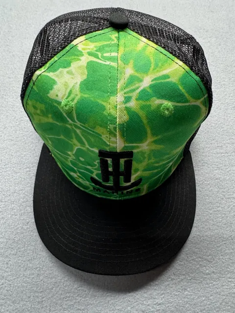 T-H Marine Trucker Hat Green Black Water Print Snapback