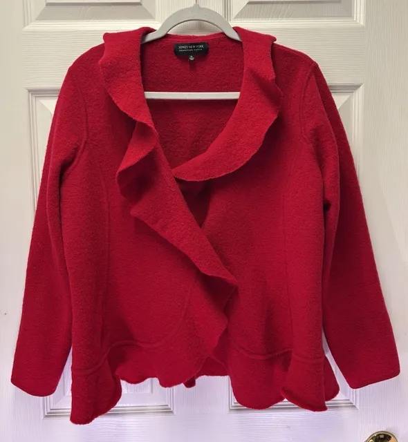 Jones New York Collection Woman Jacket Size 1X Red 100%Wool