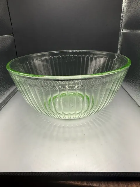 Pyrex Ribbed Green Glass Mixing Bowl