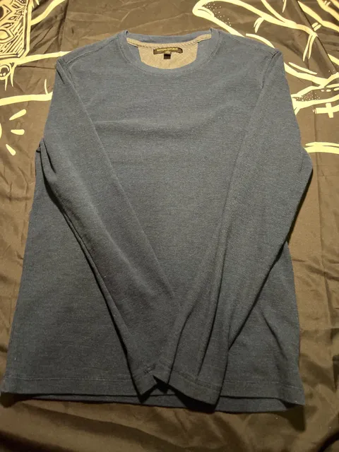 Banana Republic Men's Blue Waffle Knit Long Sleeve Crewneck Thermal Shirt
