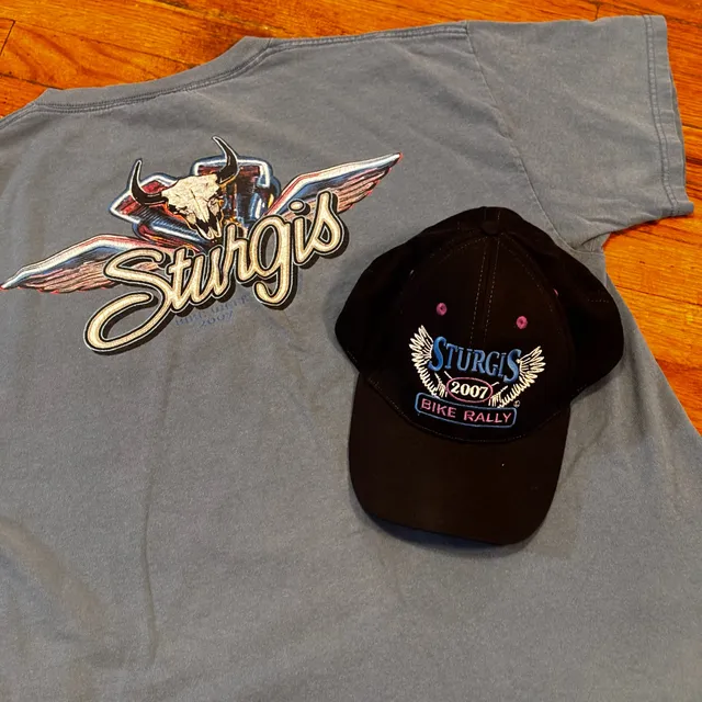 2007 Sturgis Bike Week Graphic T-Shirt Size L and Matching Hat Bundle
