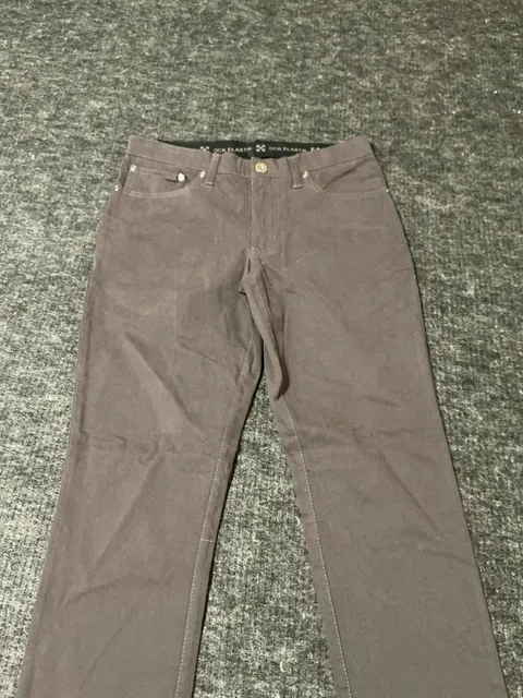 Ock Elastik Pants Mens 34x30 Brown Cotton Blend Flat Front Straight Leg Trousers