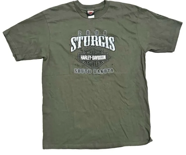 Harley-Davidson 2008 Sturgis South Dakota T-Shirt Size XL Olive Green