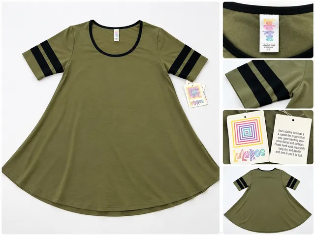 LuLaRoe Classic T-Shirt Size XS Green Black Striped Sleeves NWT