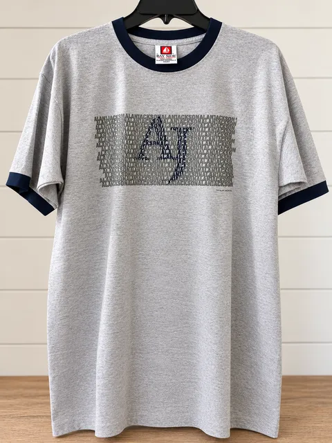 Vintage Bay Side Alan Jackson Graphic Ringer T-Shirt Size Large Gray Cotton NWOT