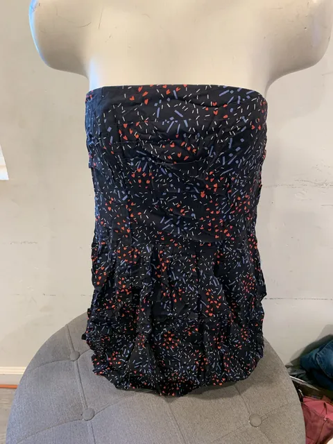 Bcbgeneration Strapless Mini Dress Size 10 Black Heart Print Party Bubble