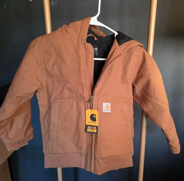 Carhartt Hooded Duck Active Jacket Size XS 6 Brown Kids New With Tags