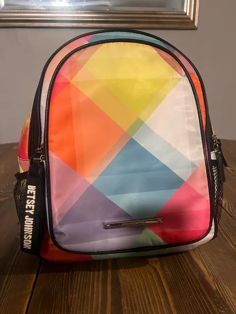 Betsey Johnson Rainbow Geometric Abstract Nylon Backpack