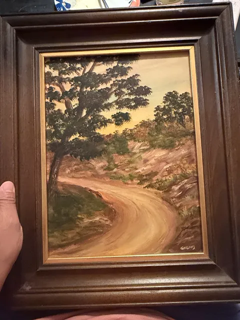 GARLAND Framed Oil Painting Landscape Dirt Road Original Art