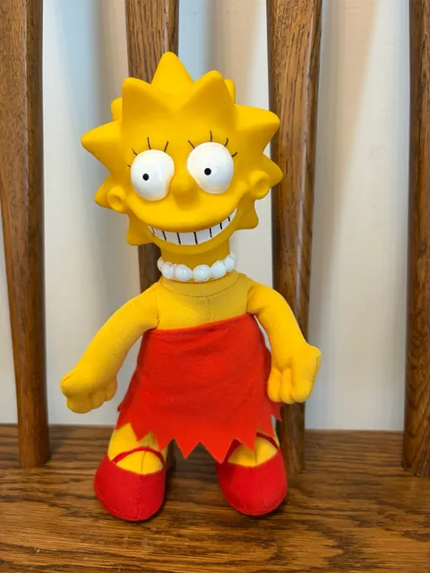 Vintage 1990 The Simpsons Lisa Simpson Plush Doll Rubber Face 8 Inch