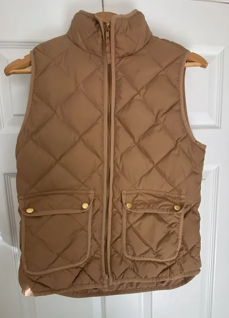 J.Crew Quilted Puffer Vest Size S Tan