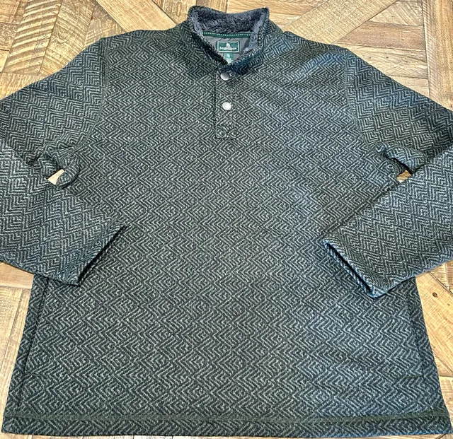 G.H. Bass & Co. Pullover Size X-Large Gray Herringbone Mock Neck