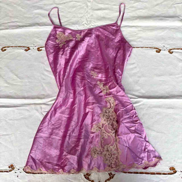 Victoria's Secret Slip Dress Size S Purple Satin Lace