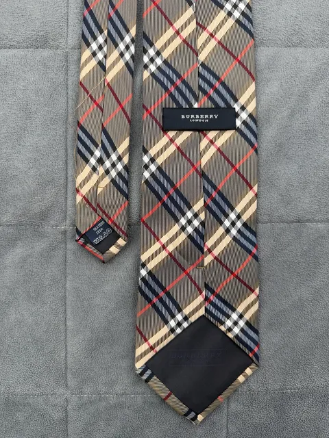 Burberry London Silk Plaid Tie Beige House Check