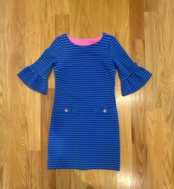 Lilly Pulitzer Alden Striped Dress Size S Blue Grotto Shift Flutter