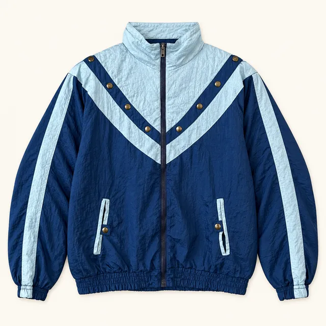 Vintage 90s Bold Spirit Blue Colorblock Nylon Windbreaker Petite L