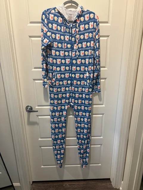 MeUndies Onesie Size S/M Takeout Fortune Cookie Hooded Pajama Jumpsuit