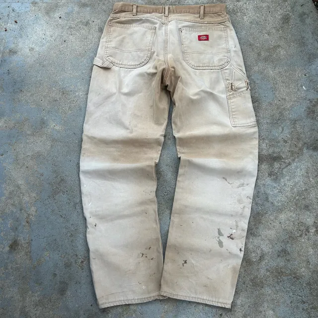 Vintage Baggy Dickies Pants Y2K Skater Distressed Faded Tan