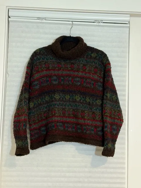 Gap Vintage Fair Isle Turtleneck Sweater Brown Multicolor Wool
