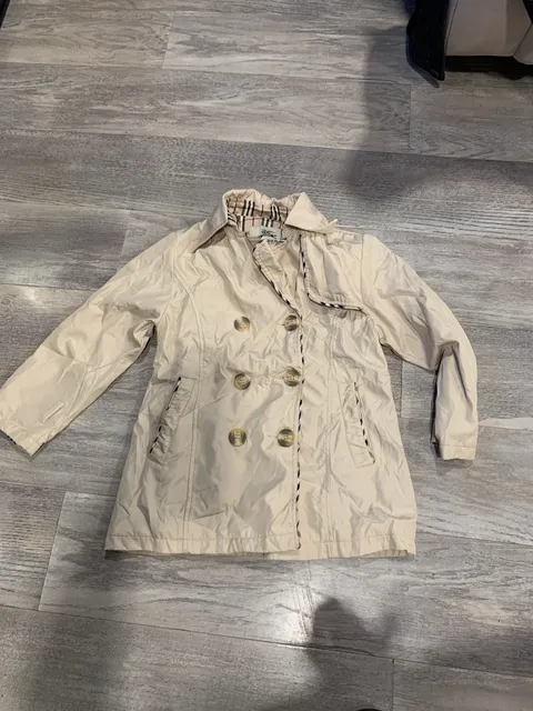 Kids Burberry London Trench Coat Jacket Size L Beige Double Breasted Nova Check