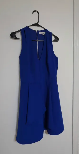 Adelyn Rae Dress Size L Blue Sleeveless V-Neck Exposed Zipper Mini