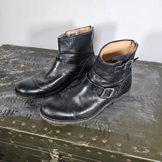 Frye Vicky 6 Inch Harness Leather Motorcycle Engineer Boots 8.5D Black