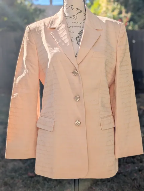Vintage 90s Versace Jeans Couture Blazer Size 30 / 44 Peach Medusa Buttons