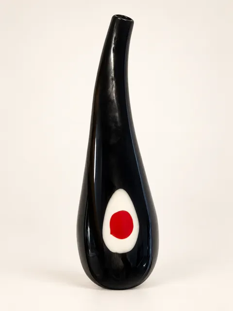 Murano Style Black and Red Glass Vase