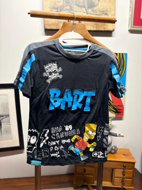 The Simpsons Bart Simpson Graphic T-Shirt Black Size XL Youth