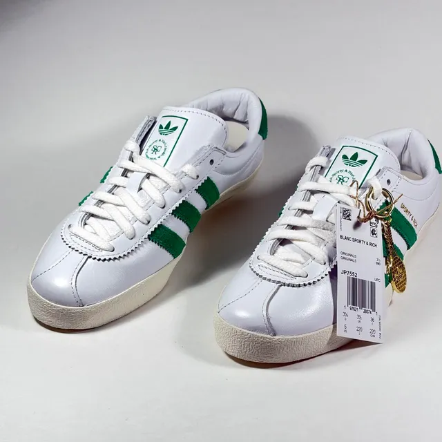 adidas Sporty Rich Blanc JP7552 Women 5 White Green Leather New Collab