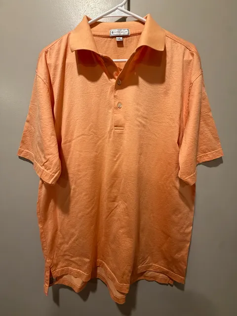 Peter Millar Polo Shirt Size M Orange Cotton Short Sleeve Golf