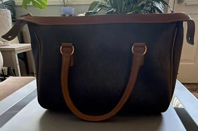 Christian Dior Vintage Trotter Honeycomb Satchel Handbag Brown