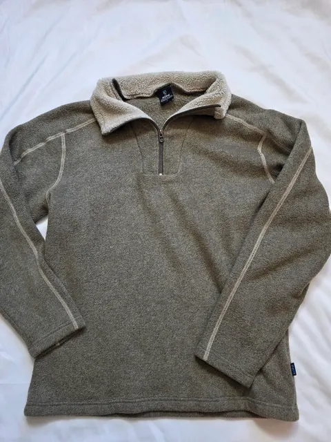 Kuhl Europa 1/4 Zip Fleece Pullover Sweater Size L Tan Brown