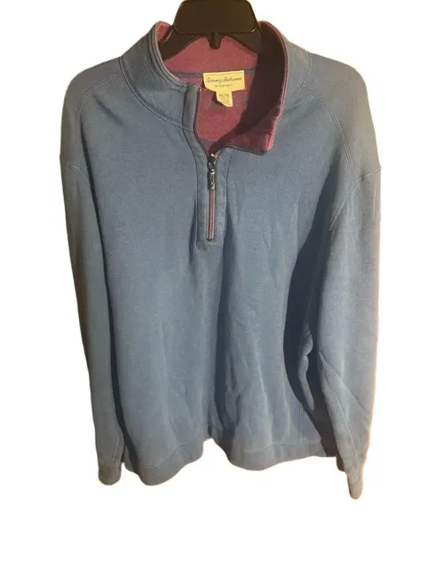 Tommy Bahama 1/4 Zip Reversible Pullover Size XL Blue Purple