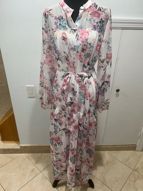 SHEIN Modely Floral Long Sleeve Maxi Dress Size M
