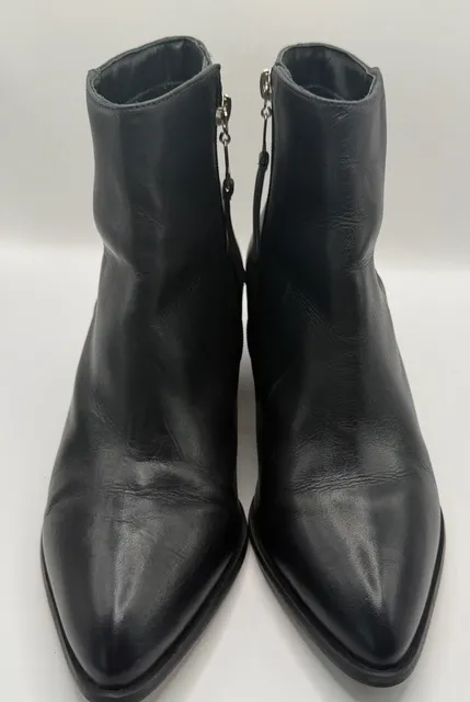 ABLE Black Leather Ankle Boots Size 10.5M