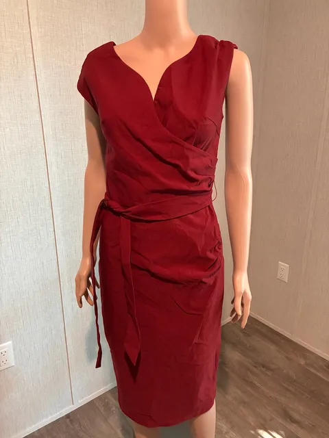 Muxxn Red Wrap Pencil Dress