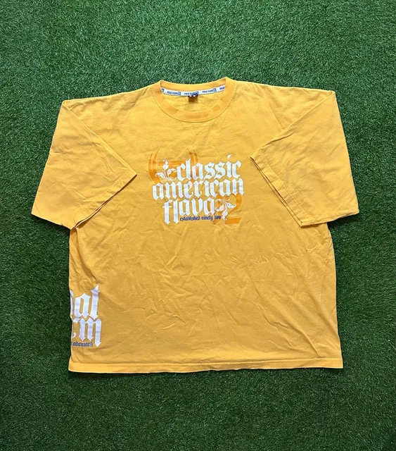 Y2K 2000s Phat Farm Classic American Flava T-Shirt Yellow
