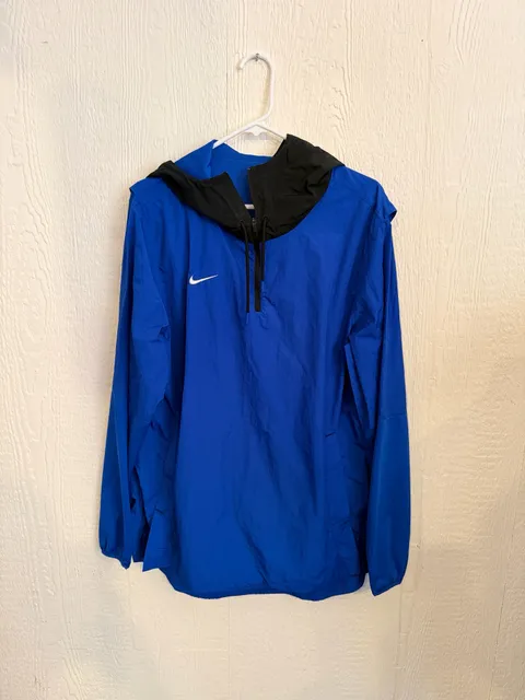 Nike Windrunner Jacket Size L Blue Black Half Zip Hooded Windbreaker