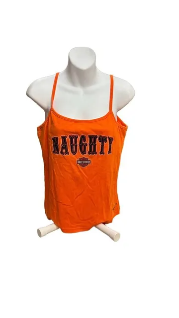 2007 y2kHarley-Davidson Naughty But Nice Camisole Tank Top Orange XL Orlando