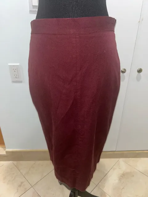 Banana Republic Pencil Skirt Size 8 Burgundy Faux Suede Midi