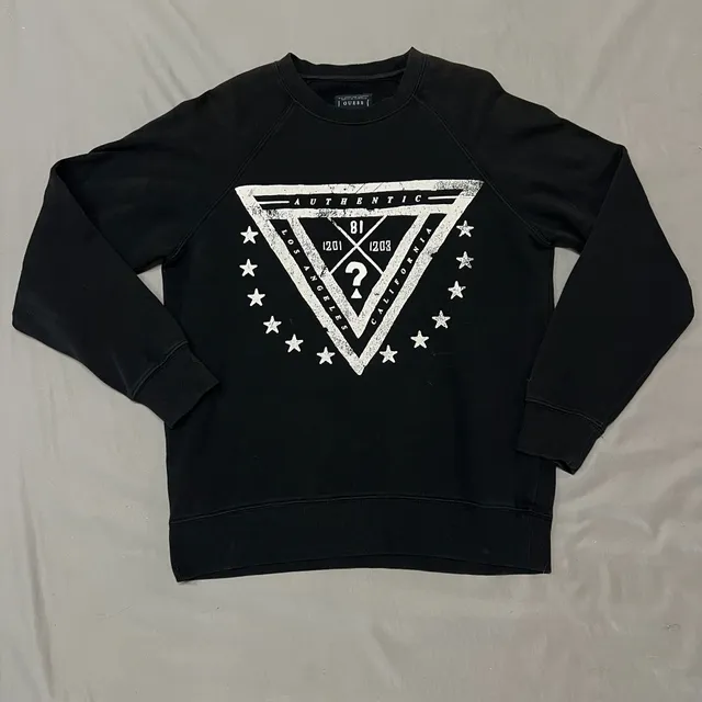 Guess Johnny Trifecta Sweatshirt Size S Black Graphic Pullover