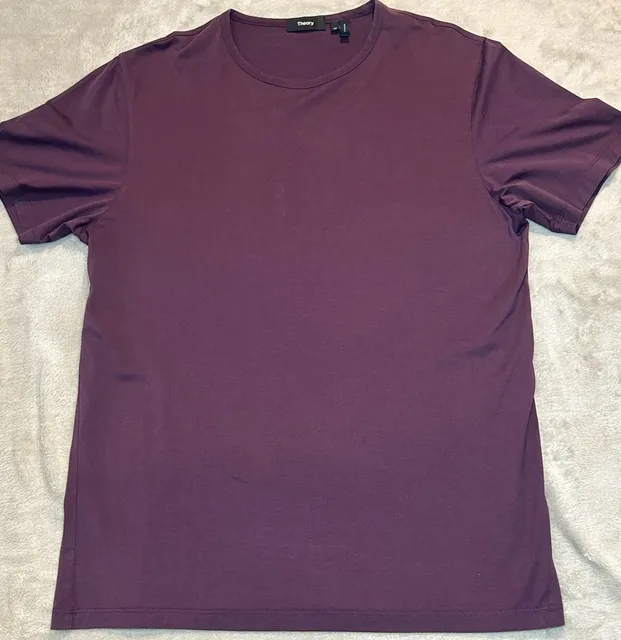 Theory Crew Neck T-Shirt Size M Purple Short Sleeve Tee