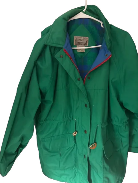 Mountain Trails Vintage Hooded Jacket Size L Green Plaid Lined