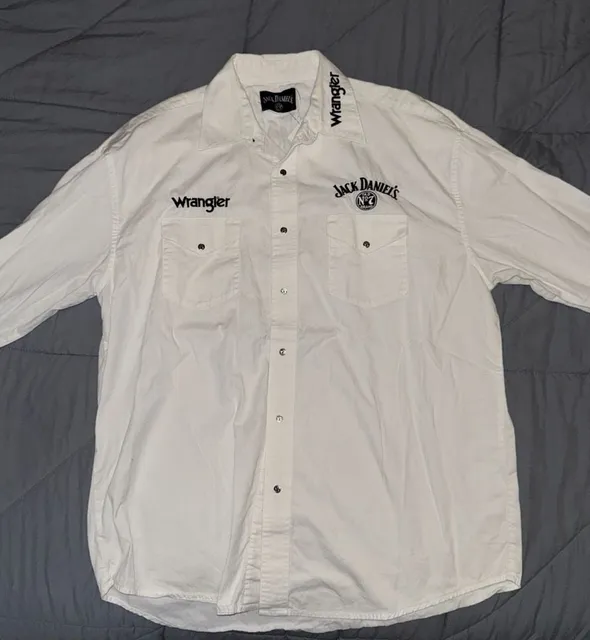 Wrangler Jack Daniel's Long Sleeve Button Down Shirt White