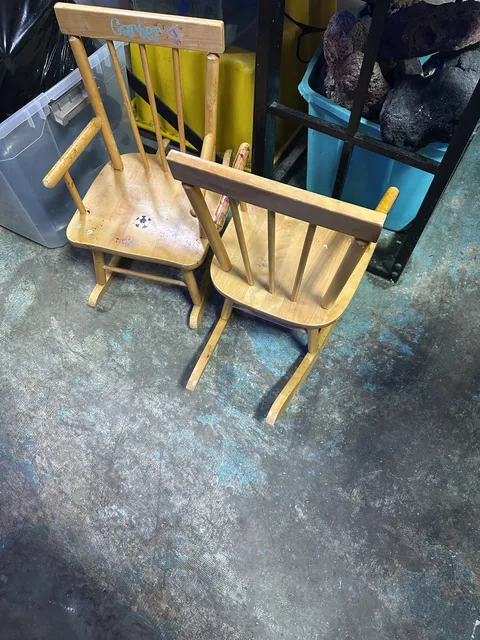 Vintage Children Wooden Rocking Chairs Set