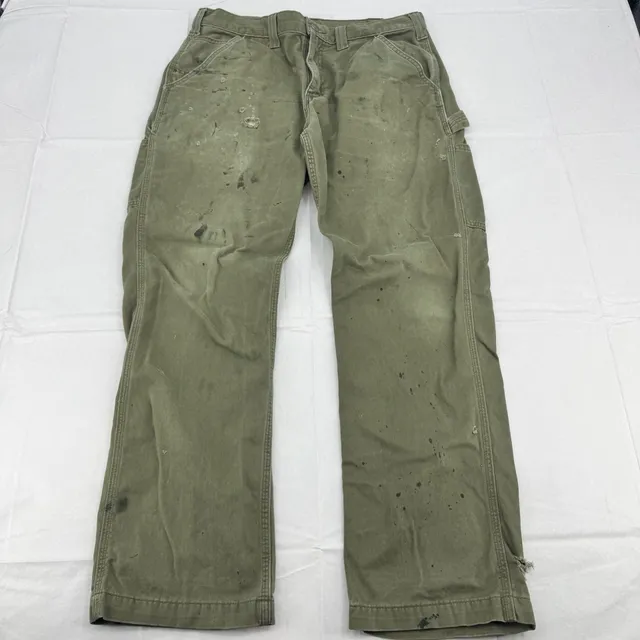 Carhartt B324-ARG Relaxed Fit Work Pants Size 34x32 Heavy Distressed Green